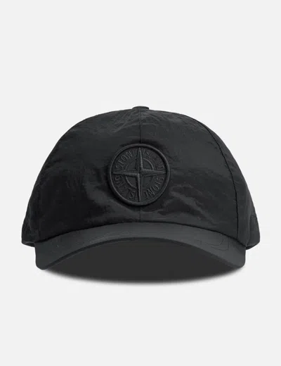 Stone Island Emblem Nylon Metal Cap In Black