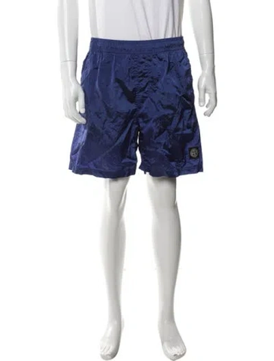 Pre-owned Stone Island Embroidered Accent Swim Trunks In Blue
