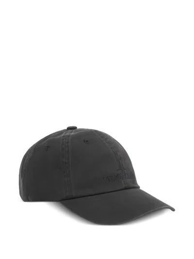 Stone Island Embroidered Cap Hat In Black