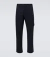 Stone Island Embroidered Cotton-blend Twill Cargo Pants In Black
