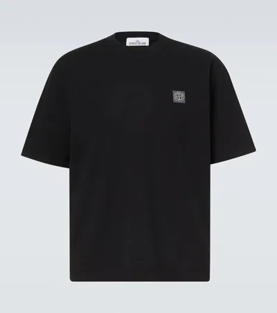 STONE ISLAND EMBROIDERED COTTON JERSEY T-SHIRT