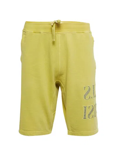 Pre-owned Stone Island Embroidered Drawstring Shorts In Yellow