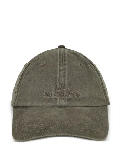 Stone Island Embroidered-logo Baseball Cap In Green
