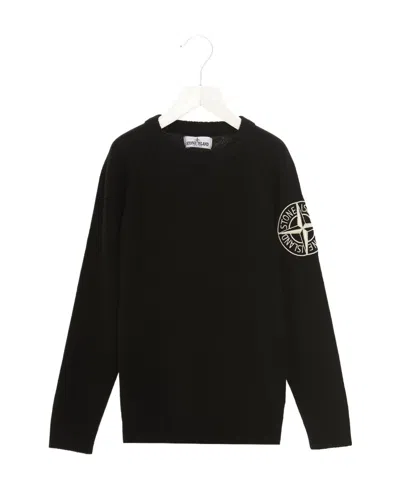 Stone Island Embroidered Logo Jumper In Black