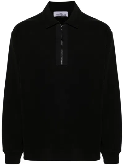 Stone Island Embroidered-logo Sweatshirt In Black