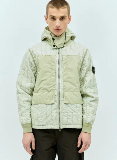 Stone Island Embroidered Padded Jacket In Green