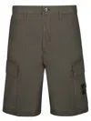 Stone Island Fabric Military Green Bermuda Shorts In Green