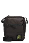 Stone Island Pouch Bag With Zip Compartments And Adjustable Strap In Brown