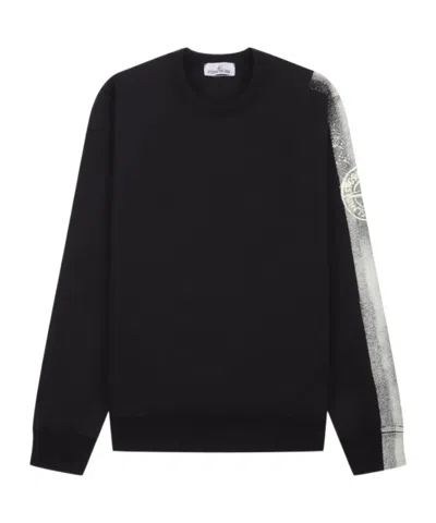 Stone Island Faded Logo-print Sweatshirt In Black