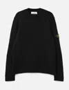 Stone Island Fancy Yarn Crewneck Jumper With Brushed Texture In Black