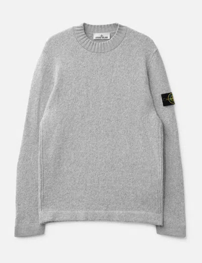 Stone Island Fancy Yarn Crewneck Jumper With Brushed Texture In Gray