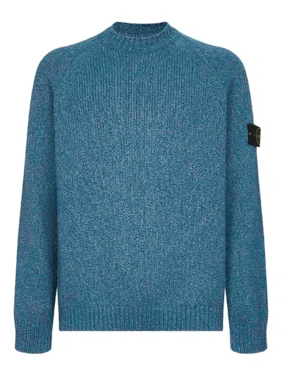 STONE ISLAND FANCY YARN MOULINÉ WOOL BLEND JUMPER WITH RAGLAN SLEEVES