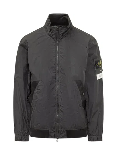 Stone Island Fashion Jacket With Hood And Zip In Black