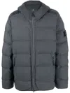 Stone Island Feather Down Hooded Coat In Grey