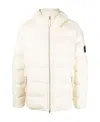 Stone Island Feather Down Hooded Coat In White