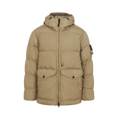 Stone Island Hooded Crinkle-reps R In Brown