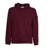 Stone Island Felpa Brushed Organic Cotton Fleece In Burgundy