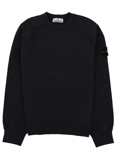 Stone Island Cotton Crew Neck Sweatshirt With Compass Badge In Black