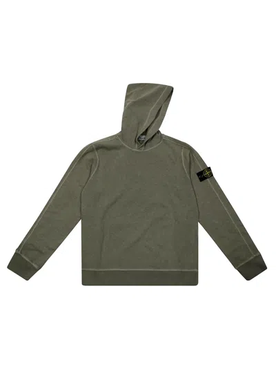 Stone Island Felpa Hoodie Basic In Green