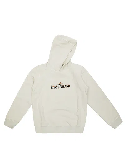Stone Island Felpa Hoodie Logo In White