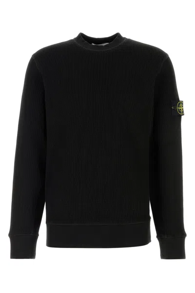 STONE ISLAND STONE ISLAND BLACK COTTON SWEATSHIRT