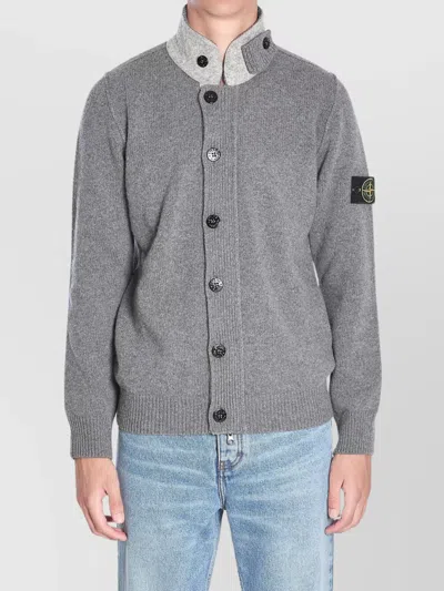 STONE ISLAND FELT HIGH COLLAR KNIT SWEATER