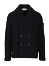 Stone Island Felt Pea Coat Knitwear Blue In Blue