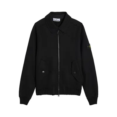 Pre-owned Stone Island Felted Rws Wool Cardigan 'black' | Men's Size M
