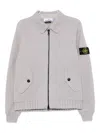 Stone Island Felted Wool Cardigan In Gray