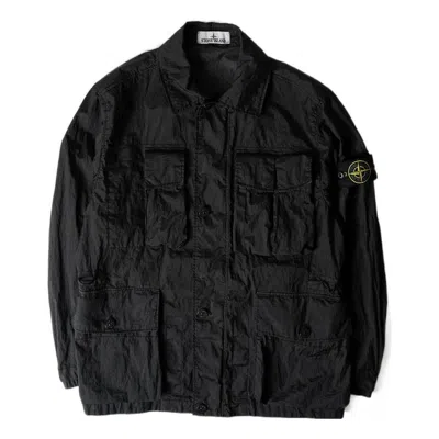 Stone Island Kids'  Field Jacket 'black' In Blue