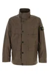 Stone Island Field Jacket With Pigmented Wax Coating In Brown