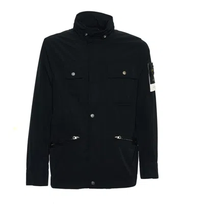 Stone Island Field Jacket Micro Twill In Black