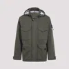 Stone Island Logo Patch Hooded Field Jacket In Military Green