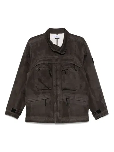 Stone Island Field Jacket Raso Gommato 3l Laser Camo In Brown