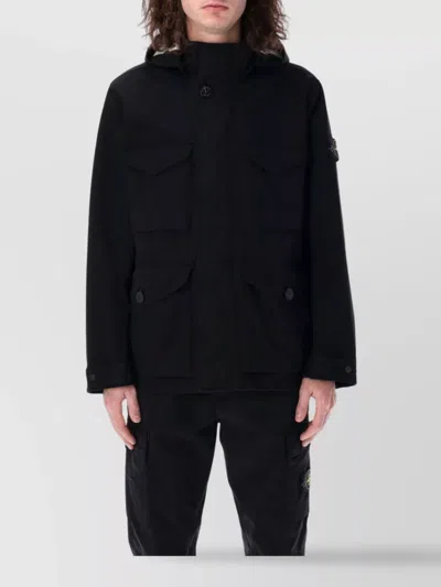 Stone Island Field Jacket Removable Hood In Black