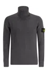 Stone Island Finely Ribbed Turtleneck Sweater In Gray