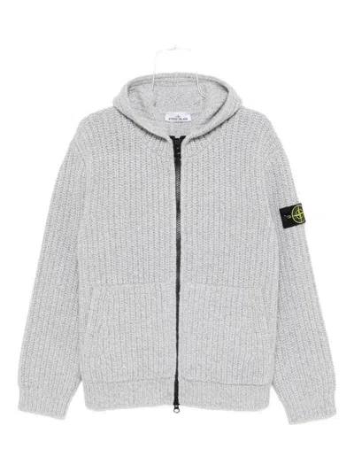 Stone Island Hooded Wool And Cashmere-blend Knit Jumper In Gray