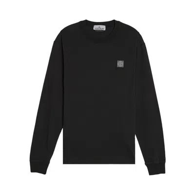Pre-owned Stone Island Fissato Effect Long-sleeve T-shirt 'black' | Men's Size M