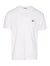 Stone Island Short-sleeved Crew Neck T-shirt With Subtle Emblem Patch In White