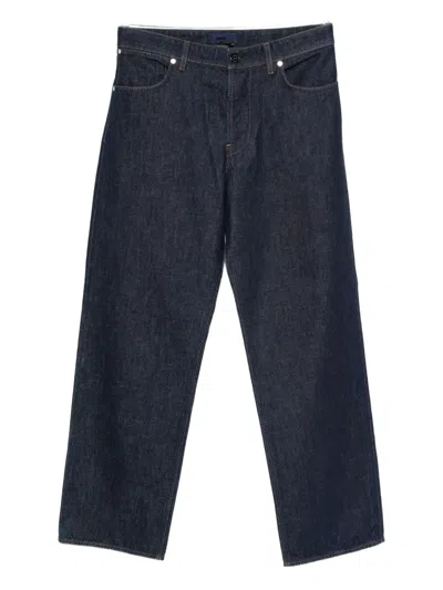 Stone Island Wide-leg Trousers With Belt Loops And Five Pockets In Blue