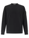 Stone Island Organic Cotton Crew Neck Sweater With English Ribs Knitwear Blue In Black