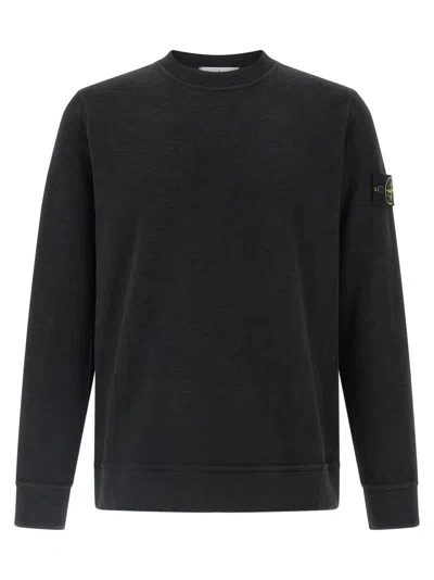 STONE ISLAND FLAMED COTTON SWEATSHIRT WITH CREW NECK
