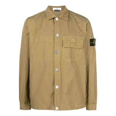 Stone Island Flap Pocket Logo Patch Shirt 'brown'