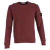 Stone Island Men Burgundy Brushed Organic Cotton Crewneck Sweatshirt In Red