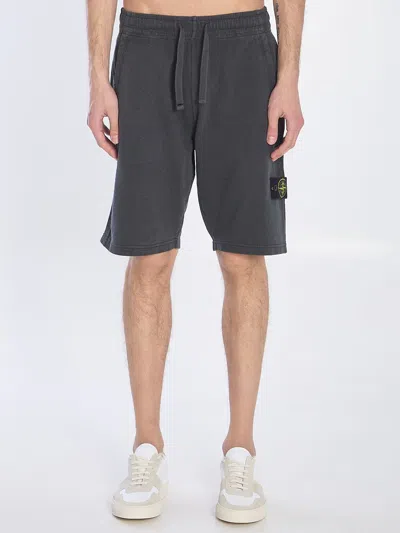 Stone Island Fleece Bermuda Shorts In Gray