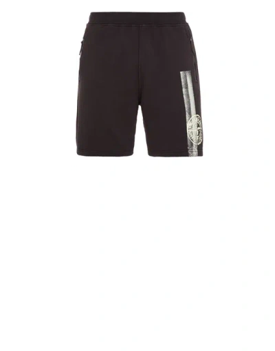 Stone Island Fleece Bermuda Shorts Black Cotton