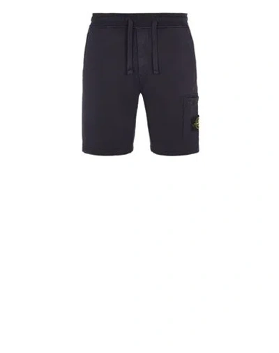 Stone Island Fleece Bermuda Shorts Blue Cotton In Bleu