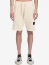 Stone Island Compass-badge Jersey Shorts In Cream