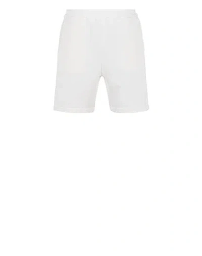 Stone Island Fleece Bermuda Shorts White Cotton In Blanc