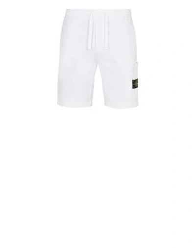 Stone Island Fleece Bermuda Shorts White Cotton In Blanc